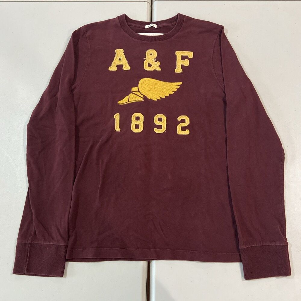 Abercrombie and Fitch Long Sleeve Shirt Men XL Spellout Muscle P Wing Patch
